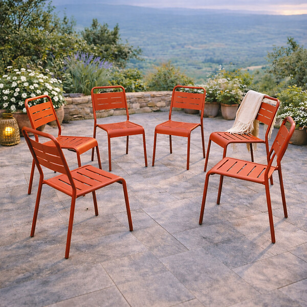 CONCEPT USINE - Lot de 6 chaises de jardin empilables terracotta BERGAME $ - large