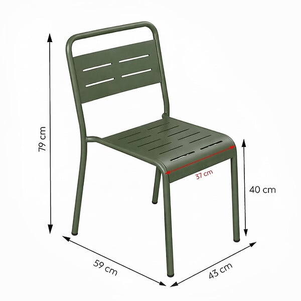 CONCEPT USINE - Ensemble de 4 chaises de jardin empilables vertes BERGAME - large
