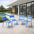 CONCEPT USINE - Ensemble de 4 chaises de jardin empilables bleues BERGAME - vignette