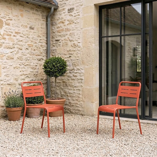 CONCEPT USINE - Lot de 2 chaises de jardin empilables terracotta BERGAME $ - large