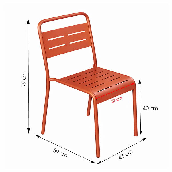 CONCEPT USINE - Lot de 2 chaises de jardin empilables terracotta BERGAME $ - large
