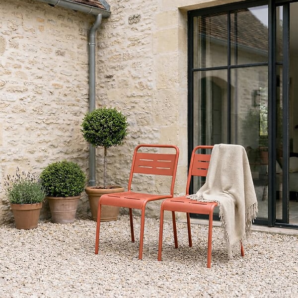 CONCEPT USINE - Lot de 2 chaises de jardin empilables terracotta BERGAME $ - large
