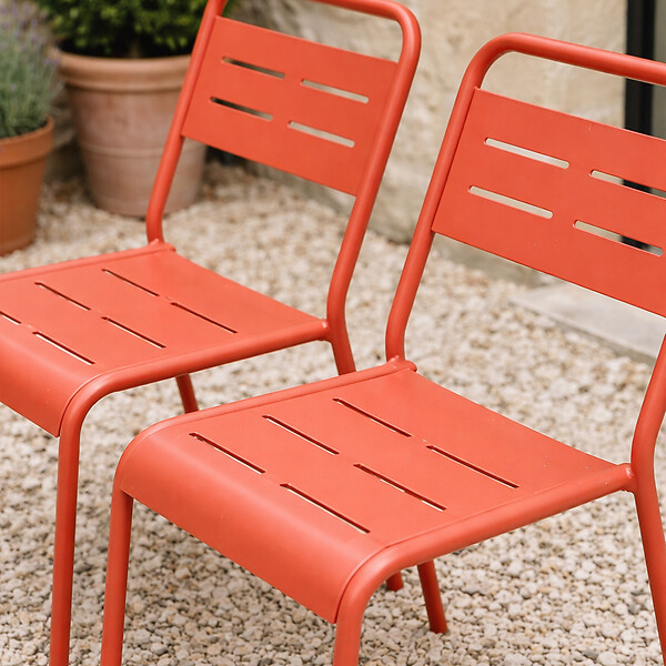 CONCEPT USINE - Lot de 2 chaises de jardin empilables terracotta BERGAME $ - large