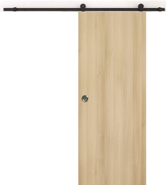 GD MENUISERIES - Porte Coulissante Décor Chêne Naturel Honey Oak  H204 x L83 cm, Rail Roulettes, Coquilles - large