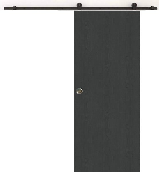 GD MENUISERIES - Porte Coulissante Effet Chêne Anthracite Grey Oak H204 x L73 cm, Rail Roulettes, Coquilles - large