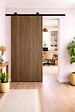 GD MENUISERIES - Porte Coulissante Décor Noyer Light Walnut H204 x L83 cm, Rail roulettes - vignette