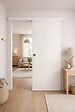 GD MENUISERIES - Porte Coulissante Blanc Pur Lacdor  H204 x L83 cm, Rail alu Bandeau Blanc, coquilles - vignette