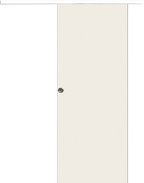 GD MENUISERIES - Porte Coulissante Blanc Pur Lacdor  H204 x L83 cm, Rail alu Bandeau Blanc, coquilles - large