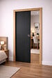 GD MENUISERIES - Porte Coulissante Effet Chêne Anthracite Grey Oak H204 x L73 cm,Galandage, kit finition - vignette