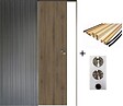 GD MENUISERIES - Porte Coulissante Décor Noyer Light Walnut H204 x L83 cm, Galandage, kit finition (coquille et tire doigt) - vignette