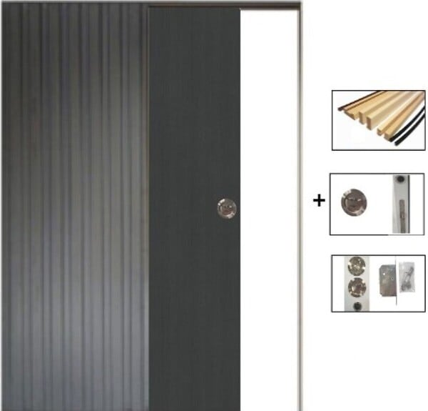 GD MENUISERIES - Porte Coulissante Effet Chêne Anthracite Grey Oak H204 x L93 cm,Galandage, kit finition - large