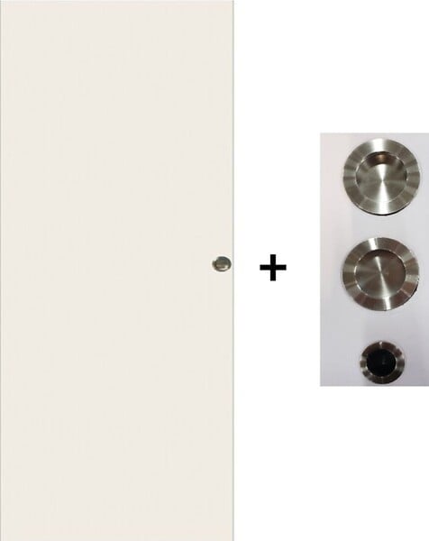 GD MENUISERIES - Porte Coulissante Blanc Pur Lacdor  H204 x L73 cm, coquilles, tire doigt - large