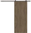 GD MENUISERIES - Porte Coulissante Décor Noyer Light Walnut H204 x L73 cm, Rail roulettes - vignette