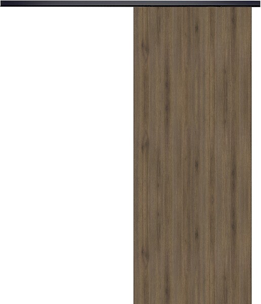 GD MENUISERIES - Porte Coulissante Décor Noyer Light Walnut H204 x L73 cm, Rail alu Bandeau noir - large
