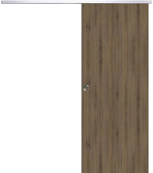 GD MENUISERIES - Porte Coulissante Décor Noyer Light Walnut H204 x L83 cm,Rail Alu, coquilles - large