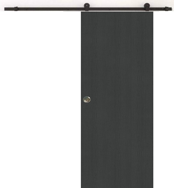 GD MENUISERIES - Porte Coulissante Effet Chêne Anthracite Grey Oak H204 x L93 cm, Rail Roulettes, Coquilles - large