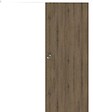 GD MENUISERIES - Porte Coulissante Décor Noyer Light Walnut H204 x L93 cm, Rail alu Bandeau Blanc, Coquilles - vignette