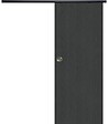 GD MENUISERIES - Porte Coulissante Effet Chêne Anthracite Grey Oak H204 x L93 cm, Rail alu Bandeau noir, coquilles - vignette