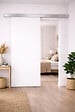 GD MENUISERIES - Porte Coulissante Blanc Pur Lacdor  H204 x L73 cm, Rail Alu - vignette