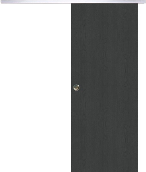 GD MENUISERIES - Porte Coulissante Effet Chêne Anthracite Grey Oak H204 x L73 cm, Rail Alu, coquilles - large