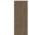 GD MENUISERIES - Porte Coulissante Décor Noyer Light Walnut H204 x L73 cm, Rail alu Bandeau Blanc, Coquilles - vignette