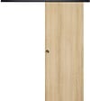 GD MENUISERIES - Porte Coulissante Décor Chêne Naturel Honey Oak  H204 x L83 cm, Rail alu Bandeau noir, coquilles - vignette