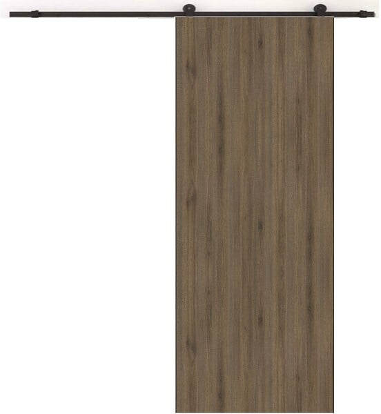 GD MENUISERIES - Porte Coulissante Décor Noyer Light Walnut H204 x L93 cm, Rail roulettes - large