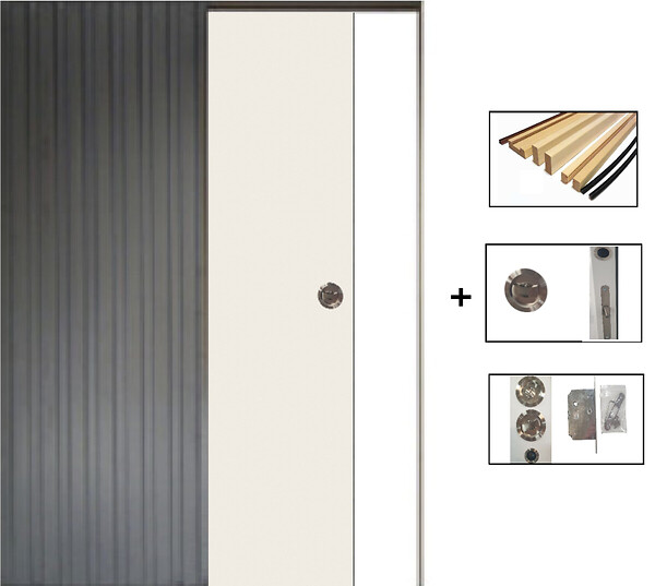 GD MENUISERIES - Porte Coulissante Blanc Pur Lacdor  H204 x L73 cm,Galandage, kit finition - large