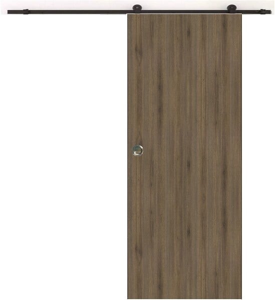 GD MENUISERIES - Porte Coulissante Décor Noyer Light Walnut H204 x L93 cm, Rail Roulettes, Coquilles - large