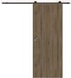GD MENUISERIES - Porte Coulissante Décor Noyer Light Walnut H204 x L93 cm, Rail Roulettes, Coquilles - vignette