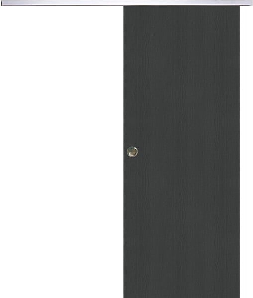 GD MENUISERIES - Porte Coulissante Effet Chêne Anthracite Grey Oak H204 x L93 cm,Rail Alu, coquilles - large