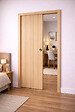 GD MENUISERIES - Porte Coulissante Décor Chêne Naturel Honey Oak  H204 x L93 cm, Galandage, kit finition (coquille et tire doigt) - vignette