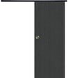 GD MENUISERIES - Porte Coulissante Effet Chêne Anthracite Grey Oak H204 x L83 cm, Rail alu Bandeau noir, coquilles - vignette