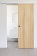 GD MENUISERIES - Porte Coulissante Décor Chêne Naturel Honey Oak  H204 x L83 cm, Rail alu Bandeau Blanc, Coquilles - vignette