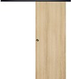 GD MENUISERIES - Porte Coulissante Décor Chêne Naturel Honey Oak  H204 x L93 cm, Rail alu Bandeau noir, coquilles - vignette