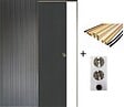 GD MENUISERIES - Porte Coulissante Effet Chêne Anthracite Grey Oak H204 x L83 cm, Galandage, kit finition (coquille et tire doigt) - vignette