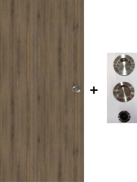 GD MENUISERIES - Porte Coulissante Décor Noyer Light Walnut H204 x L73 cm, coquilles, tire doigt - large