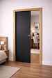 GD MENUISERIES - Porte Coulissante Effet Chêne Anthracite Grey Oak H204 x L93 cm, Galandage, kit finition (coquille et tire doigt) - vignette