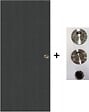 GD MENUISERIES - Porte Coulissante Effet Chêne Anthracite Grey Oak H204 x L93 cm, coquilles, tire doigt - vignette