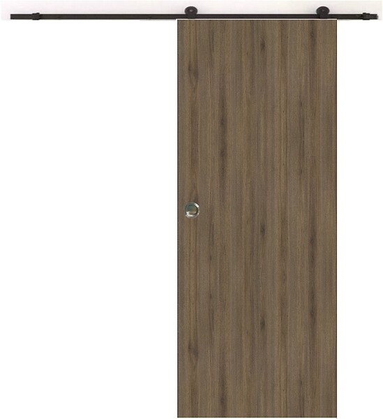 GD MENUISERIES - Porte Coulissante Décor Noyer Light Walnut H204 x L73 cm, Rail Roulettes, Coquilles - large
