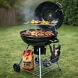 INTEC - Barbecue à Charbon de Bois Ø54cm Double Grille Cuisson & Couvercle Thermostat Bac à cendres, Barbecue sur roues avec rangement - vignette