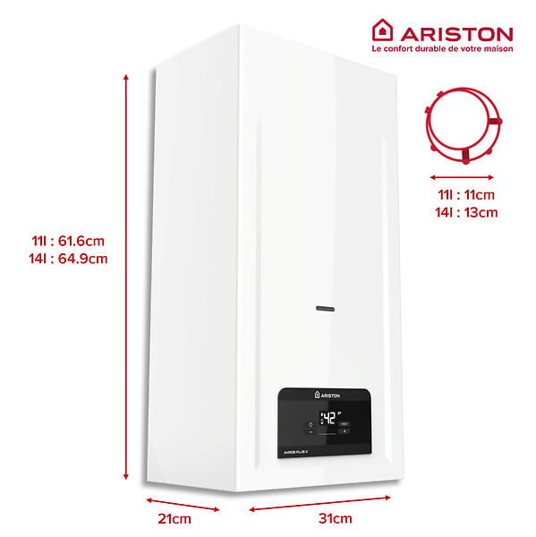 ARISTON - Chauffe Bain Gaz Instantané GPL 11l/min - Bouteille Gaz Butane/Propane - Ariston AKROS PLUS - large