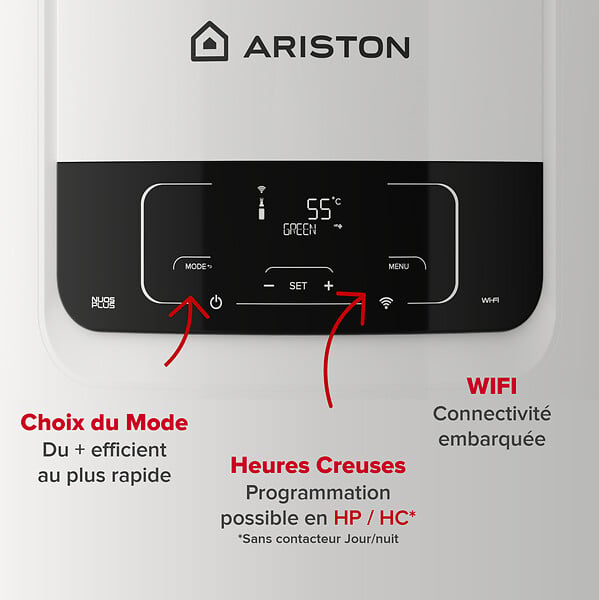 ARISTON - Ariston NUOS S2 PLUS WIFI 250L – Chauffe-eau Thermodynamique Gainable A+, R290, Cuve Titane, Made in France - large