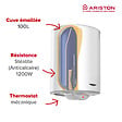 ARISTON - Pack Chauffe-eau Vertical Mural Stéatite 100L Ariston SAGEO + Trepied 4090027 + Groupe Sécurité Inox - vignette