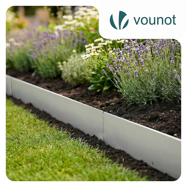 VOUNOT - Lot de 15 Bordure de jardin en métal galvanisé flexible 100x18cm - large