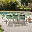 OVIALA - Ensemble table de jardin et 8 fauteuils en métal vert cactus - Palavas - vignette
