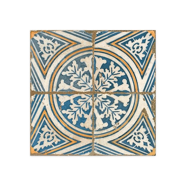 RO'MA NATURE - Carrelage Vintage effet Carreau ciment Bleu Delos 45x45x0,95 cm Azoria - Sol et mur intérieur (vendu par carton de 1 m²) - large