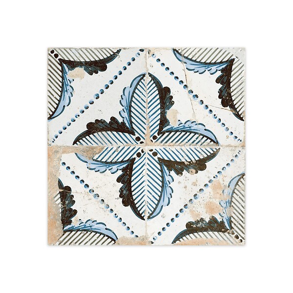 RO'MA NATURE - Carrelage Vintage effet Carreau ciment Bleu Thera 45x45x0,95 cm Orlena - Sol et mur intérieur (vendu par carton de 1 m²) - large