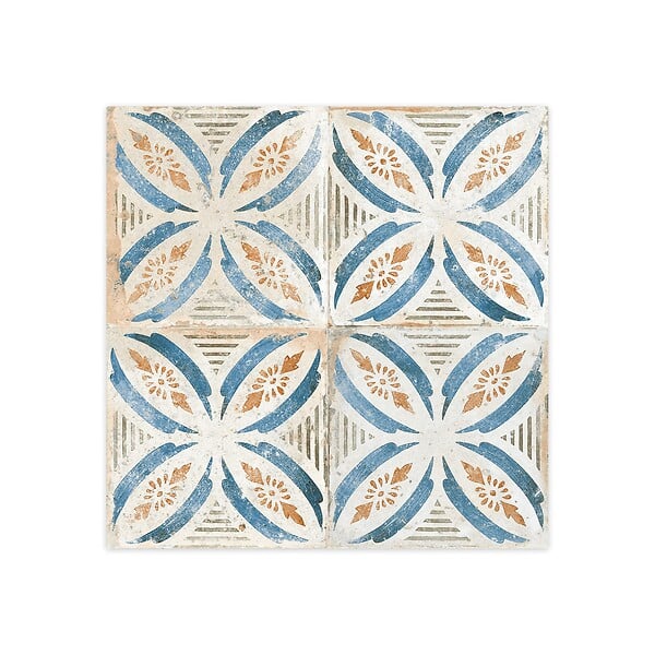 RO'MA NATURE - Carrelage Vintage effet Carreau ciment Bleu Arelate 45x45x0,95 cm Orlena - Sol et mur intérieur (vendu par carton de 1 m²) - large