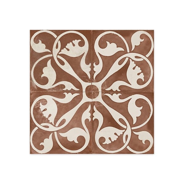 RO'MA NATURE - Carrelage Vintage effet Carreau ciment Terracotta 45x45x0,95 cm Morenca - Sol et mur intérieur (vendu par carton de 1 m²) - large